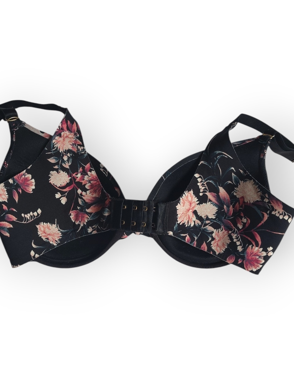 La Vie En Rose Black Floral Push-Up Bra with Pink & Cream Accents - Picture 2 of 3